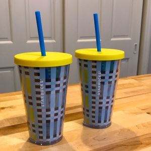 Starbucks 2 new 16ounce tumblers with straw and lid